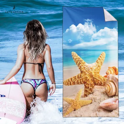 Custom Microfiber Beach Towels with Logo: Longzhou OEM Polyester Sublimation Sand-Free Towels