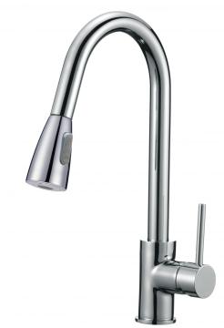 Round Brass Pull-out Kitchen Faucet