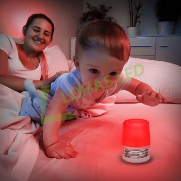 LOHAS Soft Red Dimmable USB Rechargeable Night Table Lamp for Bedroom and Living Room