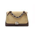 Niche Design Leather Color-Block Chocolate Tote