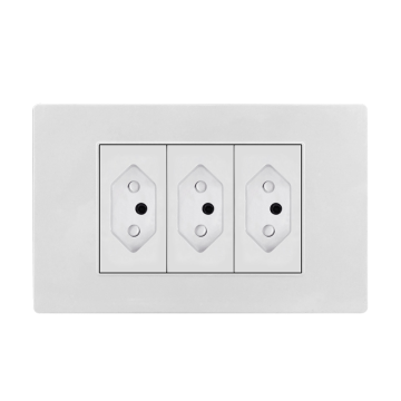 Brazylia biała plastikowa 3 gang elektrycznej wtyczki AC 110 ~ 250 V 10A BR standardowe gniazdo zasilania ściennego