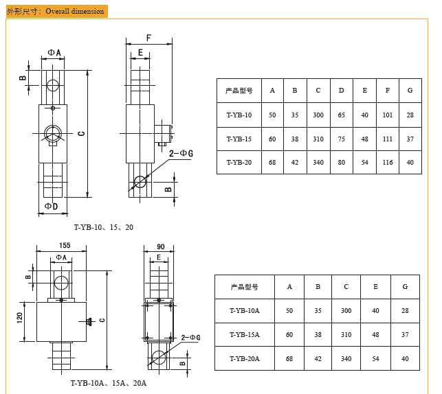 Drawing of T-YB load cell