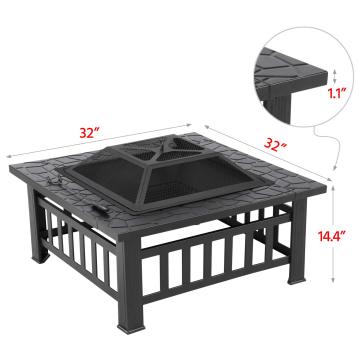 Made In China Black 81cm Modern Firepit Gas Square Metal Fire Pit