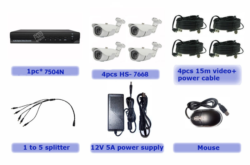 H. 264 Security Equipment Weatherproof Camera 4CH Ahd CCTV Kit