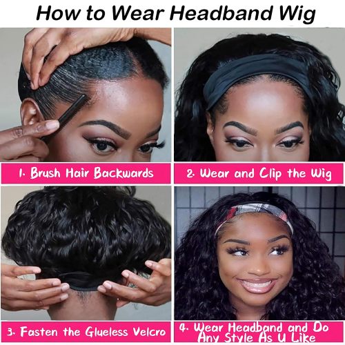 Curly Headband Wig180% Density 12 Inch