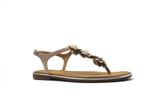 WOMEN T-shaped flowers decorated flat shoes