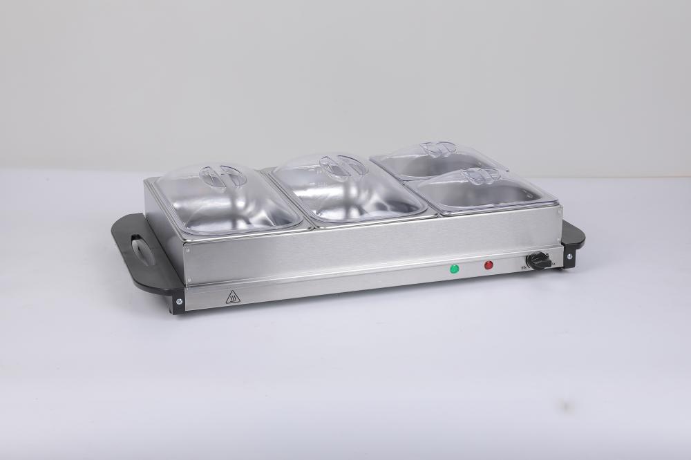 stainless steel food warmer tray with two lamps