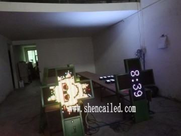 China led pharmacy message sign/led green cross sign