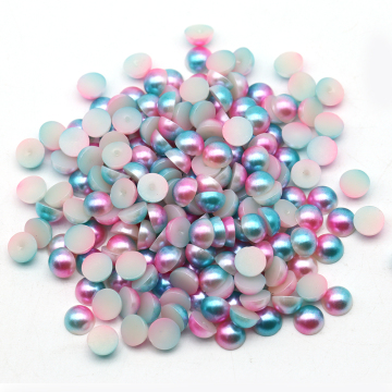 6mm Imitation Pastel Pink and Blue Rainbow ABS Half Pearl Flatback Cabochon for DIY Jewelry Making