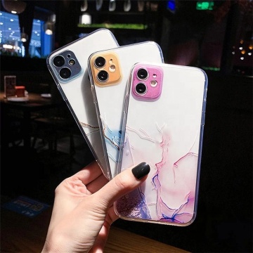 Custodie per telefono trasparente in marmo d'acqua colorato per iPhone 16/14/14/13/12/11 Pro Max XR XS MAX 7/8 Plus Cover TPU morbido