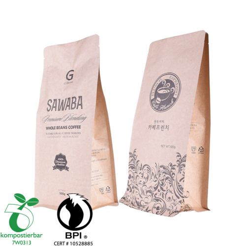 Suministro de fábrica bolsas de envasado de grano de café biodegradable con válvula y ziplock