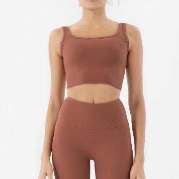 Ensembles de yoga taille haute pour femmes en nylon côtelé