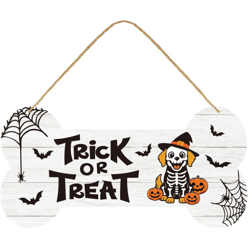 Trick or Treat Kemik Şekilli Köpek Ahşap Kapı Askısı