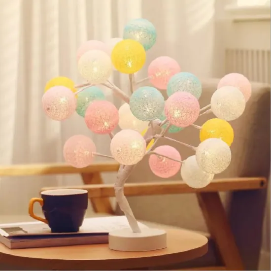 8 Colors LED Cotton Ball Lamp Tree Light for Wedding, Holiday, and Christmas Decor