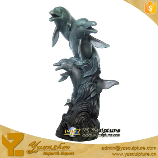big garden decoration casting brass dolphin fountain sculpture