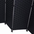 6 Panels Mat Black Double-weaved Handmade Room Divider