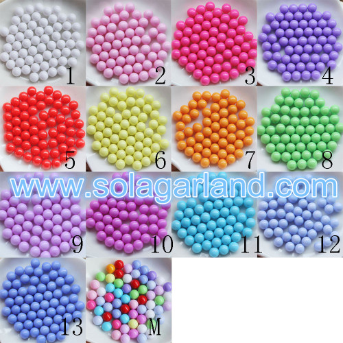 Perles rondes en acrylique de gomme sans trou en plastique sans perles de trou