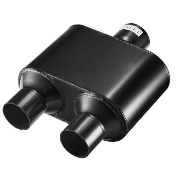 409 Edelstahlzentrum im Dual -Out -Auspuffschalldler 2.5 '' in 2.25 '' aus schwarz