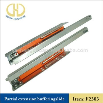 Two-fold concealed soft closing slide