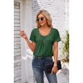 Button woman t shirt Casual Short Sleeve