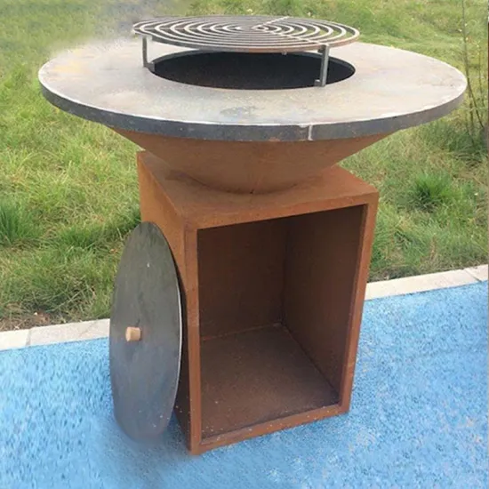 Outdoor Fire Pit Table with BBQ Grill: Durable Corten Steel Construction for Easy Cleaning