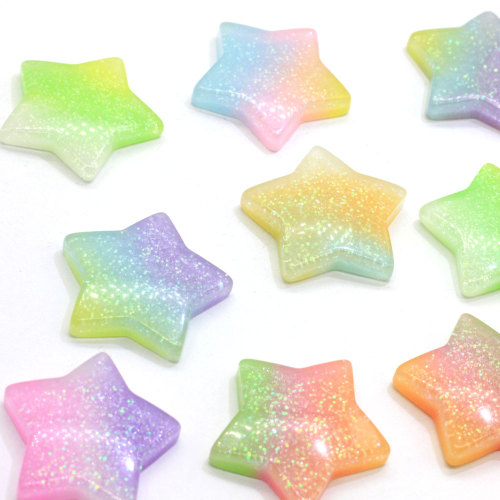 New Gradient Colorful Star Shaped Resin Cabochon Flat Back Beads DIY Items For Kids Phone Shell Ornaments