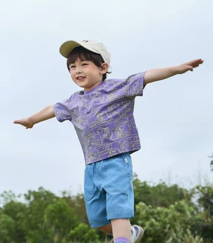 Boys' ice silk printed T-shirt short sleeve