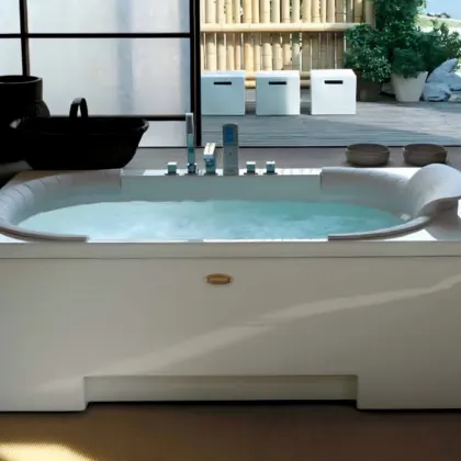 Indoor Two-Person Jacuzzi Whirlpool Bathtub with Shower Massage