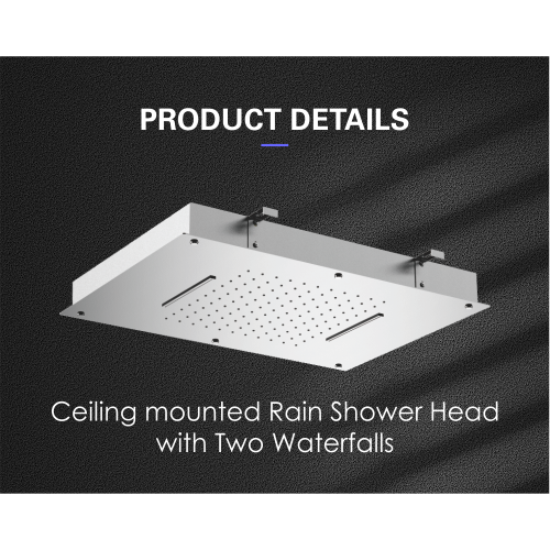 China Ceiling-mounted Square Shower Head with Rain+Waterfall Factory