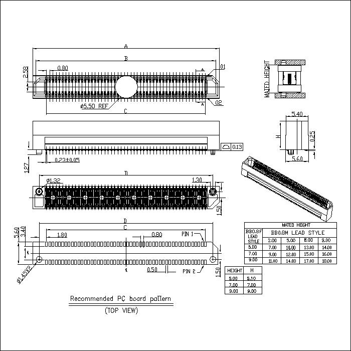 0.8mm Board to Board Connector Female Socket BB0.8F-HXXX03