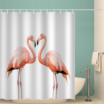 Flamingo Waterproof Shower Curtain Animal Bird Bathroom Decor