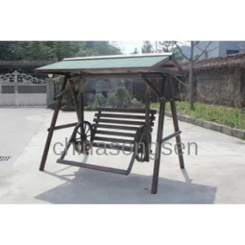 wooden swing seat/flatback log swing/2-Person cedar swing/cedar swing