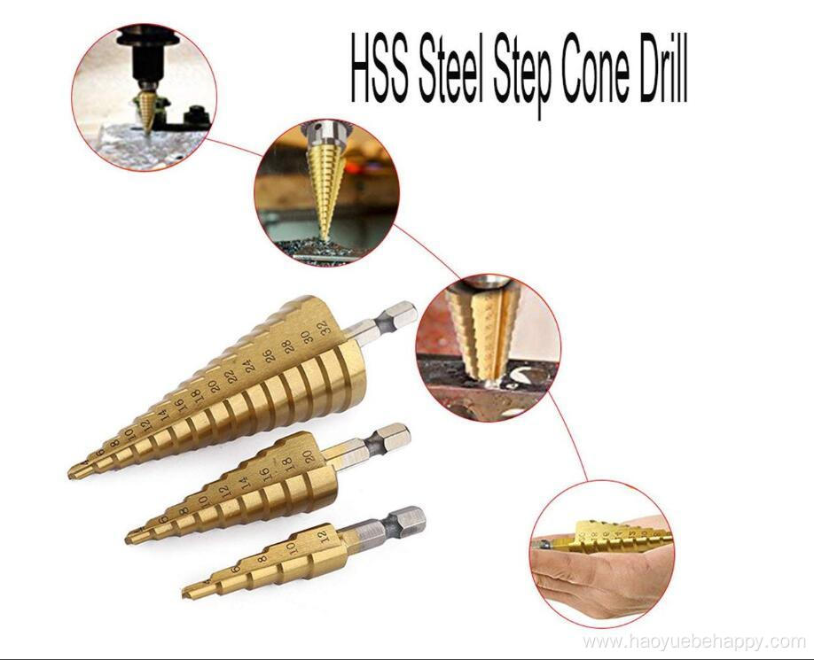 3PCS High-Speed Steel Step Drill Bit Set