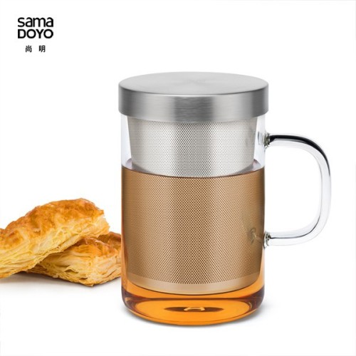 2015 new glass tea cup with infuser