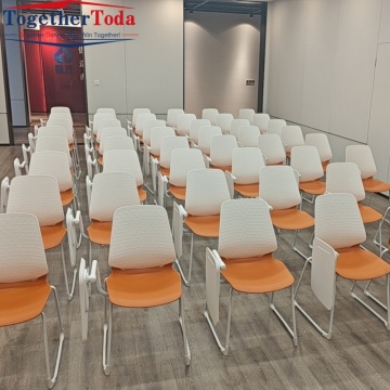 Stackable Durable PP Plastic Seat Training Chair with Integrated Tablet Arm & Metal Frame for Office & Conference Use
