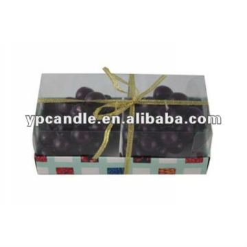Purple grape candle in paper box with PVC lid