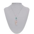 Rose Quartz Feather Hexagonal Prism Pendant Necklace