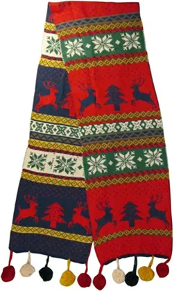 knitted warm pompom deer scarf for christmas