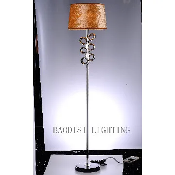 Modern Floor Lights, Copper & Steel Material, Orange lampshade