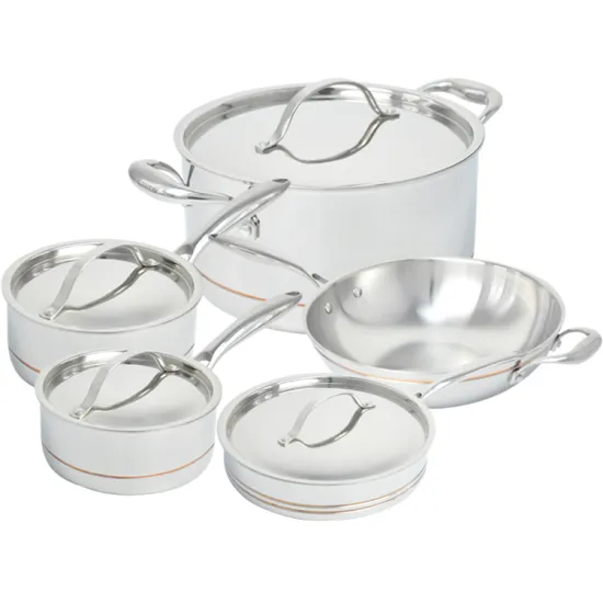 Copper Core Induction Cookware Set - 9Pcs Stainless Steel Pans for Kitchen