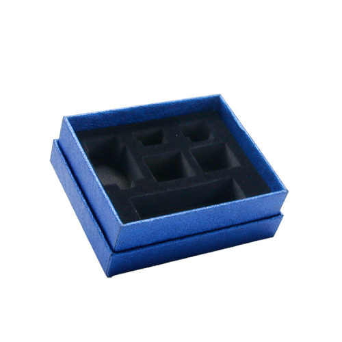 Пользовательский серебряный логотип текстура синяя бумажная коробка пена