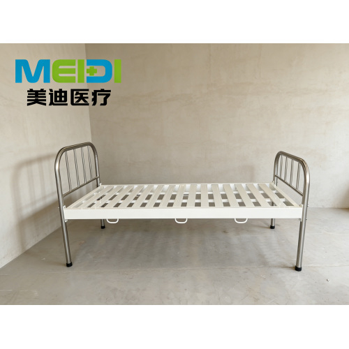 Simple Stainless Steel Slat Flat Hospital Bed Medical Care Flat Bed