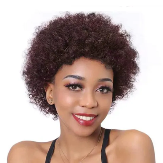 Wholesale Brazilian Short Kinky Curly Afro Wigs Bob Curly Pixie Cut Wig For Black Women Full Machine Made Wig