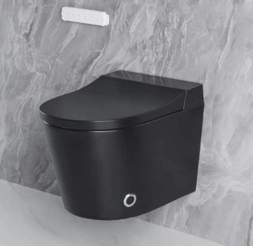 Luxury Intelligent Wall-Mounted WC Bidet Wash, Air Dry Bathroom Ceramic Black Wall-Hung Smart Toilet