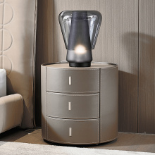 Hotel Saddle Leather Night Table Round Bedside Table