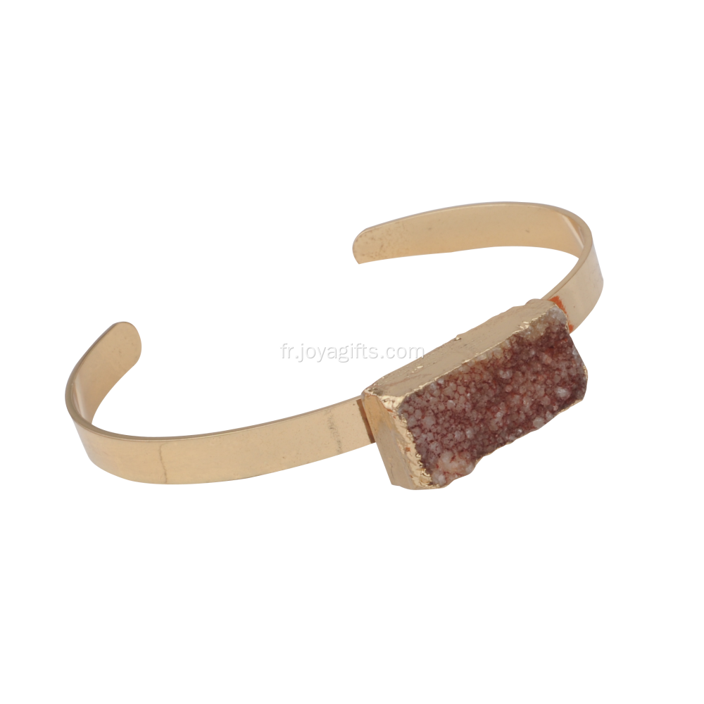 Bracelet à breloques 2016 Nouveauté Cristal Clair Naturel avec Druzy Cuboid Orange