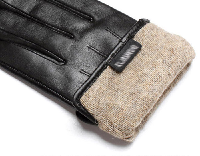 Men's Fashion Goatskin Leather Winter Gloves with Cashmere Lining