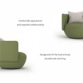 Swivel upholstered lounge chair with wood structure