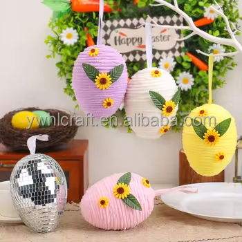 Ροζ DIY υφασμένα στολίδια αυγών Πάσχα για διακοσμήσεις και ευνοεί το πάρτι