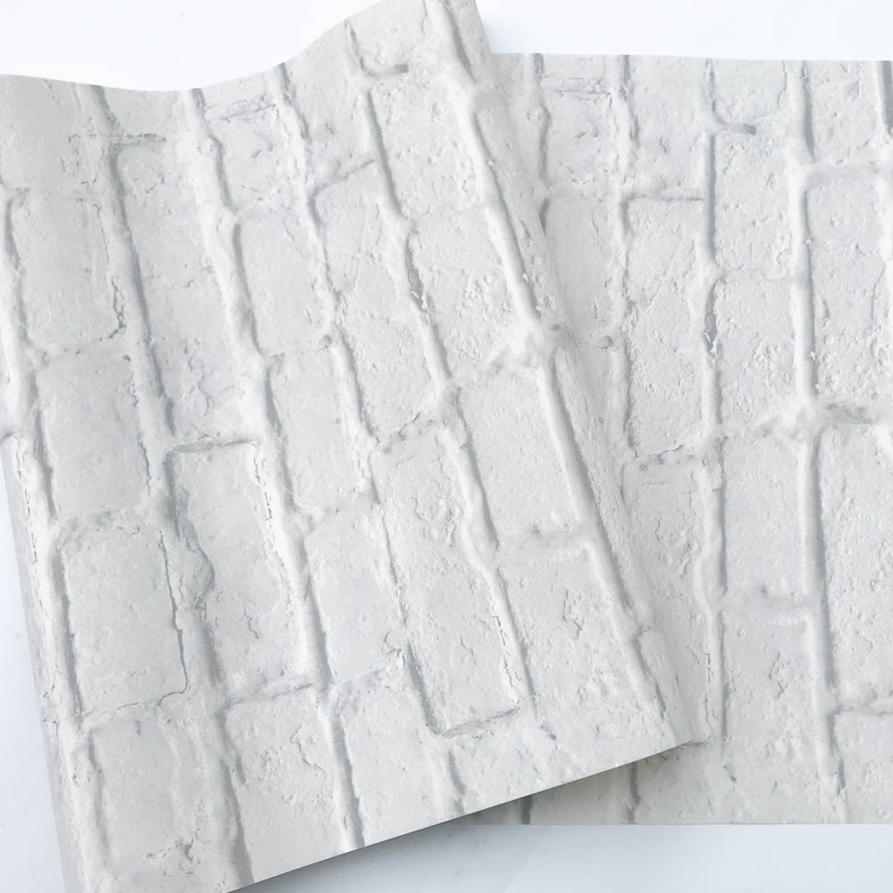 Modern Vintage 3D Stereo Effect White Brick Wallpaper Roll Vinyl PVC Rustic Realistic Faux Brick Wall Paper Waterproof